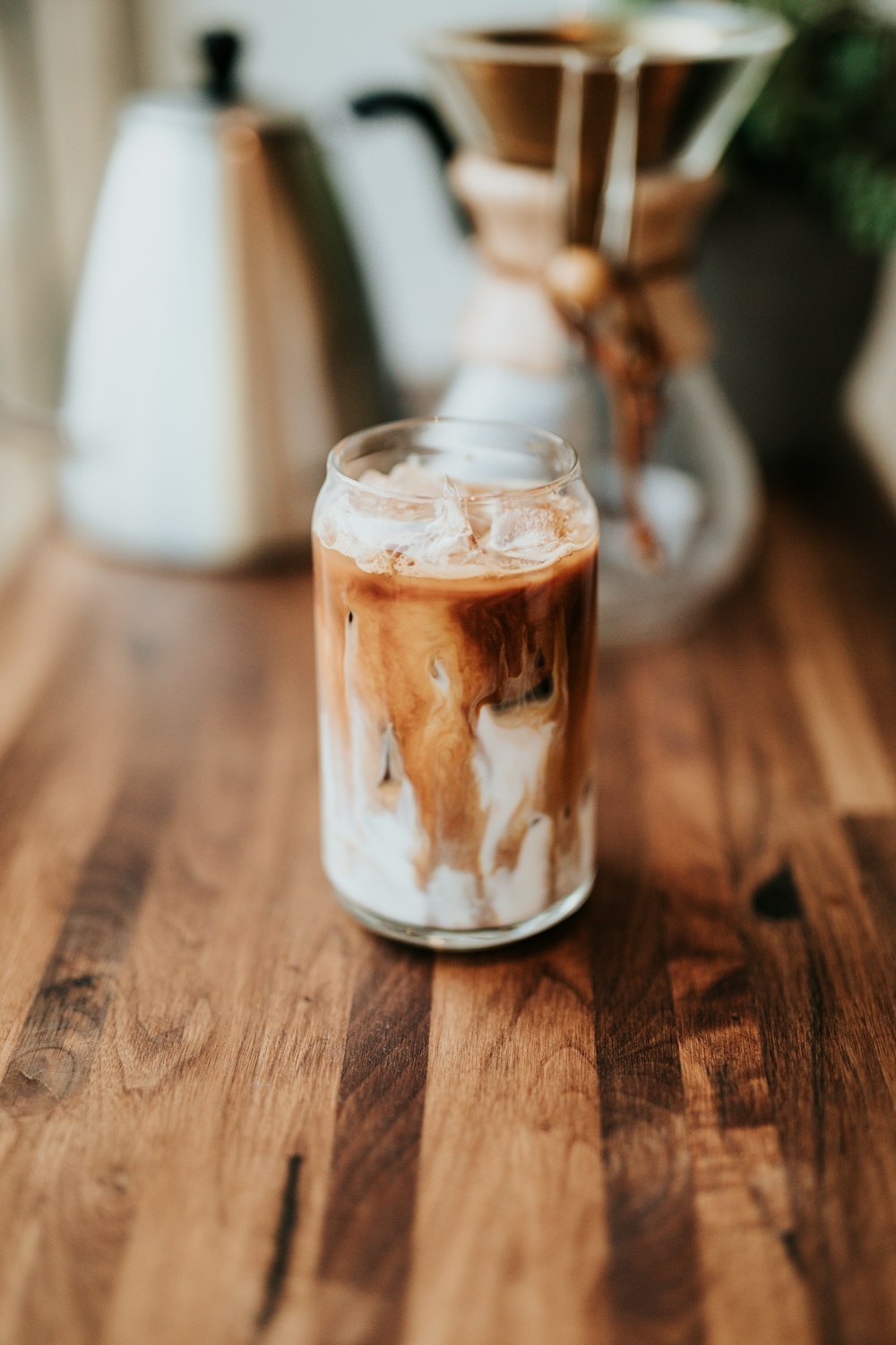 Iced latte on the table